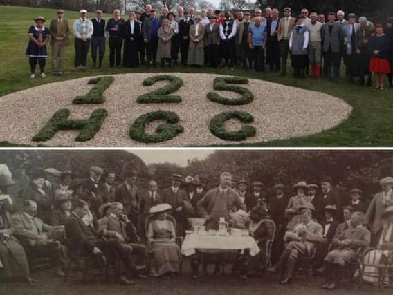 Huddersfield GC staged a competition played with hickory-shafted clubs as they began their 125th anniversary celebrations. The lower picture shows Dr Husband, the club's president in June 1912, at the prize presentation for the Yorkshire amateur championship.
