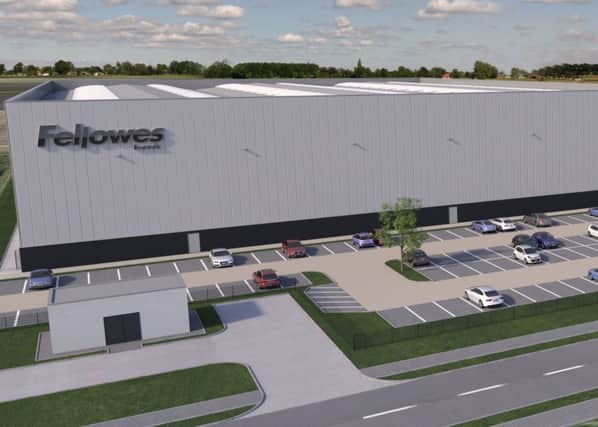 CGI of Fellowes' new UK headquarters at Doncaster's iPort