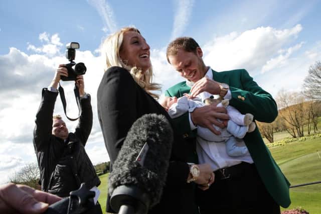 Masters champion Danny Willett with his wife Nicole and baby Zachariah at Lindrick Golf Club in South Yorkshire. Picture: Ross Parry Agency