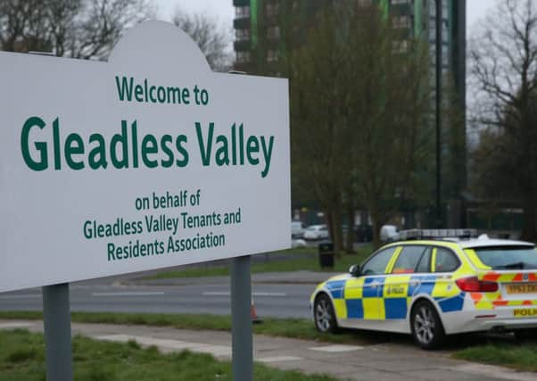 Police at a block of flats in Gleadless, Sheffield