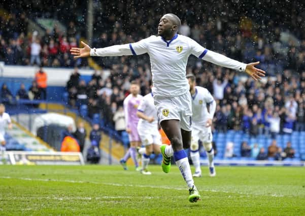 Toumani Diagouraga celebrates scoring Leeds' equaliser.