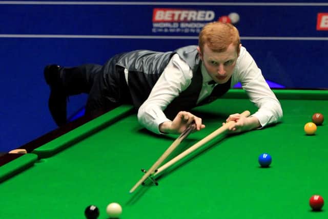 Anthony McGill on his way to beating 2014 champions Mark Selby at the Crucible last year.