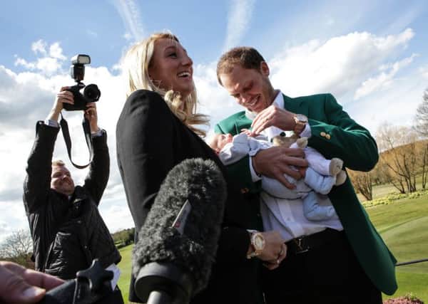 Masters champion Danny Willett with his wife Nicole and baby Zachariah at Lindrick Golf Club in South Yorkshire. Picture: Ross Parry