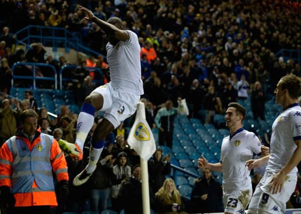 Sol Bamba celebrates his opening goal against Wolverhampton Wanderers. (Picture: Bruce Rollinson)