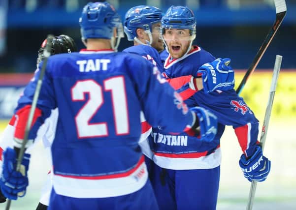Ross Venus celebrates his first international goal for GB. Picture: Colin Lawson.
