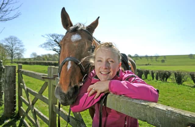 Malton three-day eventer Chloe Fairley with her horse The Happy Prince at her stables in Malton.