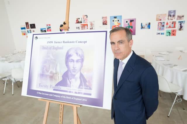 Bank of England Governor Mark Carney unveiled the new note featuring the head of artist JMW Turner