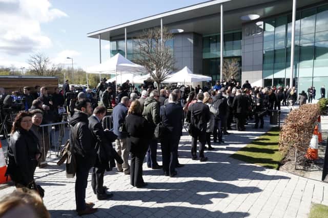 Relatives arrive at the Hillsborough inquests in Warrington. Photo: Owen Humphreys/PA Wire