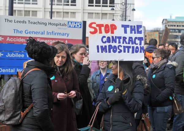 Junior Doctors on the picket line outside Leeds General Infirmary