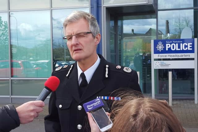 Chief Constable of South Yorkshire Police David Crompton in Sheffield where he said his force "unequivocally" accepts the verdict of unlawful killing