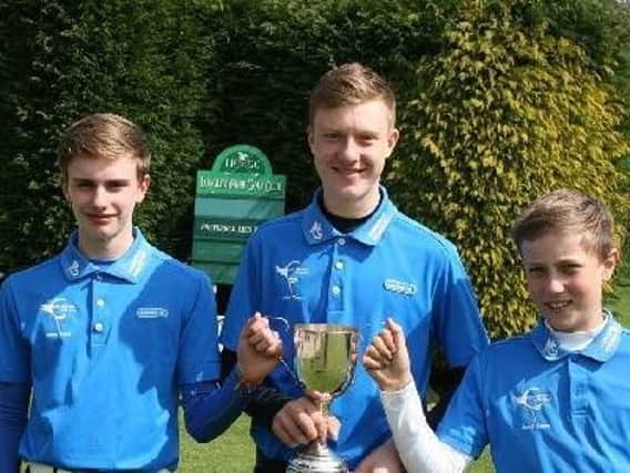 Crow Nest Park GC's winning team, l-r, James Edwards. Harry Mowl and Louie Walsh.