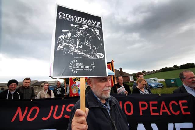 Supporters gathering at an Orgreave rally in 2015.