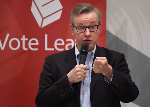 Justice Secretary Michael Gove speaking to Brexit activists.