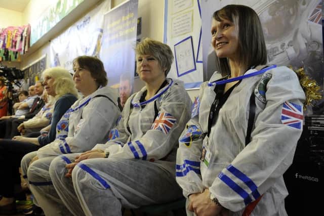 Staff dressed as astronauts at Ashfield Primary School in Otley