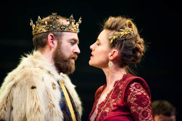 Matthew Pidgeon as James III and Malin Crepin as Margaret, Queen of Scots.