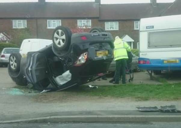Black Vauxhall Mokka crashed in Flixton