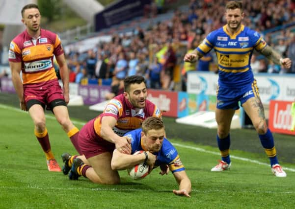 Jimmy Keinhorst scores the Rhinos' opening try.  Picture Bruce Rollinson