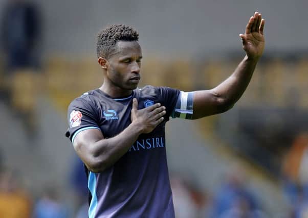Owls captain Jose Semedo, out of contract in the summer, salutes the travelling fans.