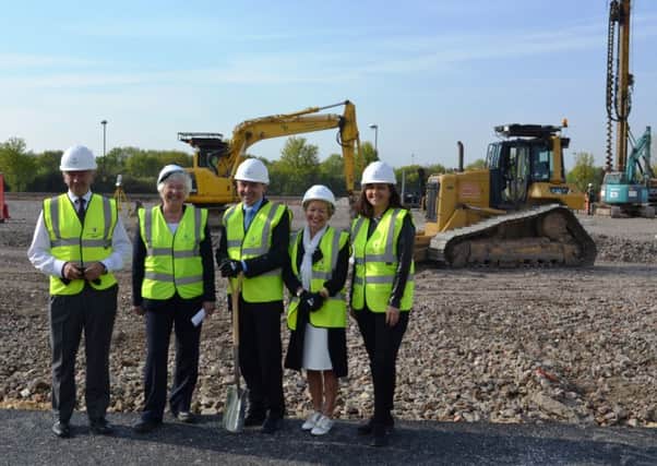 Pictured, from left, are: chair of the Corporate Board for the National College for High Speed Rail Terry Morgan, Mayor of Doncaster Ros Jones, Minister of State for Transport Robert Goodwill, Rosie Winterton MP, and Caroline Flint MP.