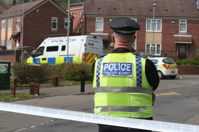 Police at the scene of the incident in the Gipton area of Leeds.  Picture: Ross Parry Agency