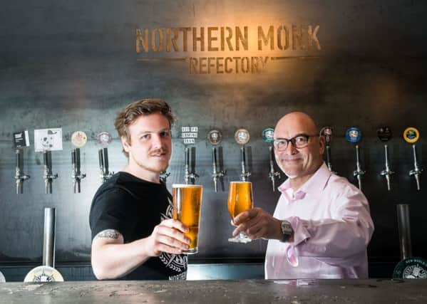 Gregg Wallace backs Leeds Food Month for success ahead of 10th annual Leeds Food and Drink Festival.

 Gregg Wallace shares a pint with Northern Monk Brewery founder Russell B...