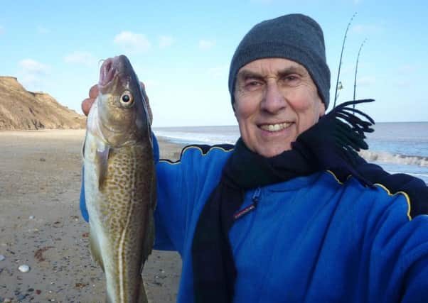 Stewart Calligan caught a 3lb cod on the Withernsea coastline in conditions just right for sea fishing.
