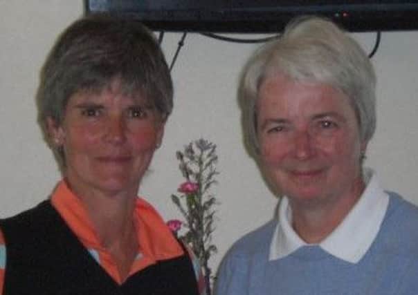 Richmond GC's Karen Jobling, left, pictured with Huddersfield GC's Pat Wrightson at this year's Yorkshire Veteran Ladies Golf Association's championship.