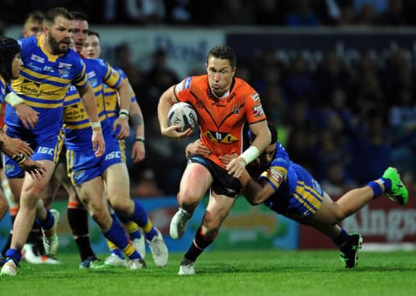 Luke Dorn launches an attack for Castleford Tigers as they overwhelmed champions Leeds Rhinos at Headingley (Picture: Jonathan Ggawthorpe).