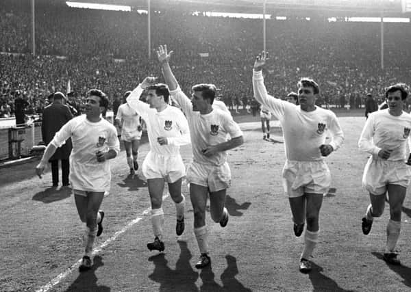 Sheffield Wednesday's players wave to fans afters their 1966 Wembley defeat - David Ford, second from left.