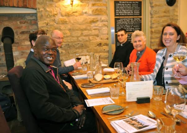 The Archbishop of York Dr John Sentamu at the Friendship Lunch at the Crown and Cushion at Welburn.