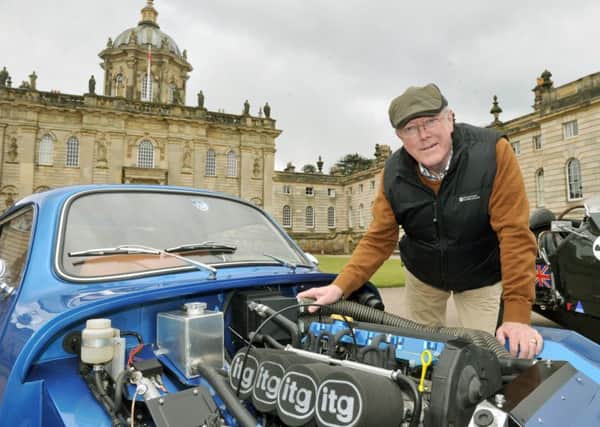 Geoff Hill with his 1969 WSM bodied Austin Healey Sprite outside Castle Howard where this year's Yorkshire Post Motor Show will take place.