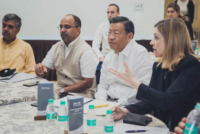 Andrea Jenykns meeting with politicians in India on the final push to eradicate polio globally.