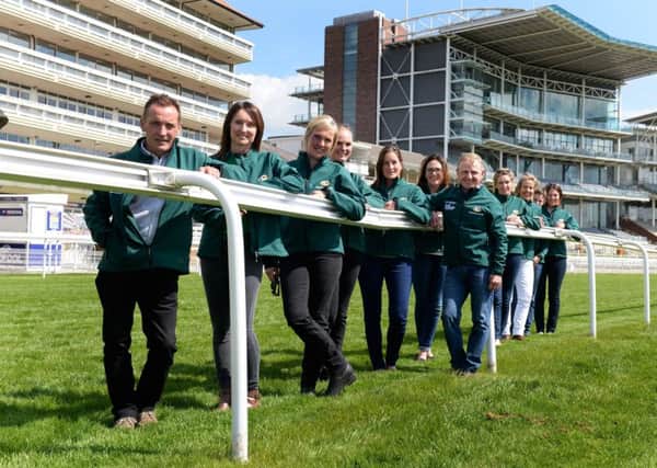 'Ride of their Lives' participants during a training event at York Racecourse, pictured with former champion jockey Kevin Darley.  Pictures: Bruce Rollinson.