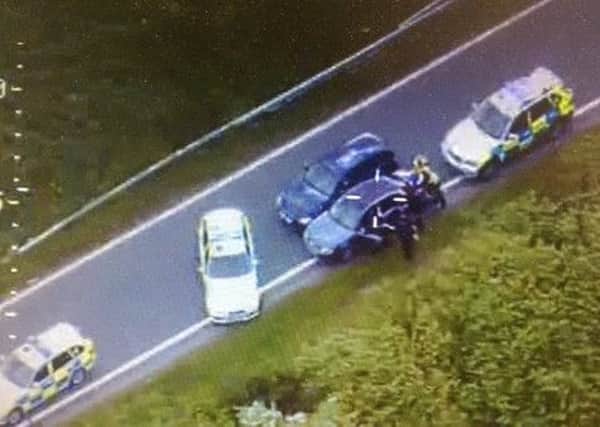 A picture tweeted by NorthYorksPolice RPG of the Audi after it was stopped.