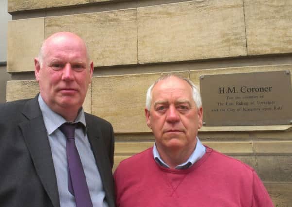 Paul Thompson and Carl Cuthbertson outside Hull Coroners Court