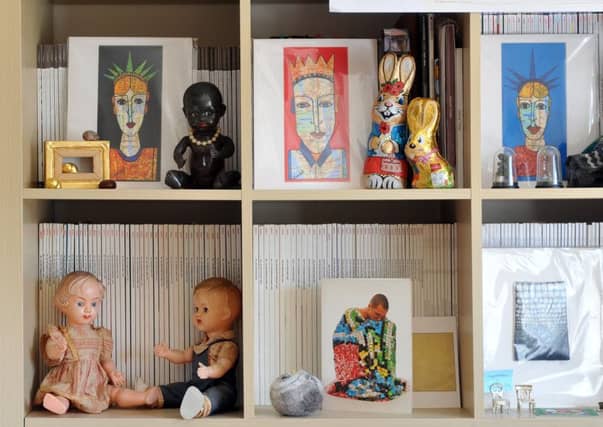 The vintage dolls look set to feature in one of Joanne's works of art, while the bunnies are waiting to be unwrapped for their foil