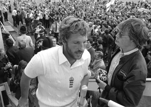Ian Botham leaves the Headingley pitch after England's memorable victory over Australia in 1981.