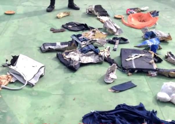 Some of the items found in the sea from the EgyptAir aircraft