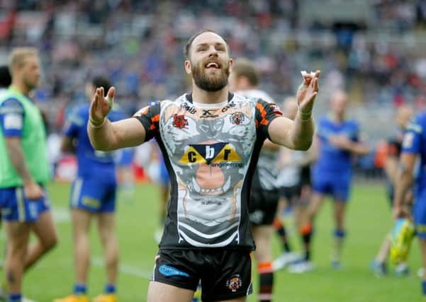 Castleford Tigers' Luke Gale celebrates after beating Warrington at St James' Park. Picture: Richard Sellers/PA