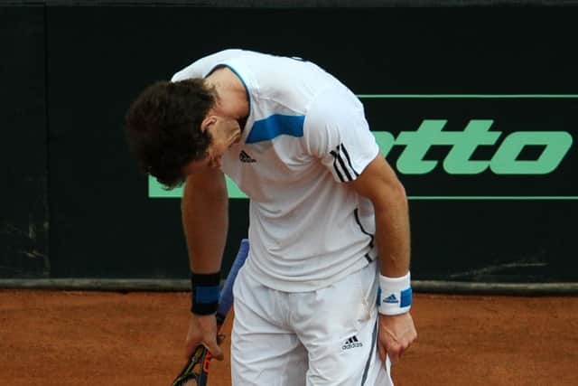 Frustration in a Davis Cup World Group quarter-final tennis match in Naples