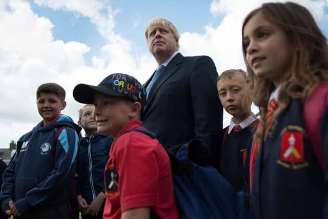 Former Mayor of London Boris Johnson in York, where he was traveling on the Vote Leave campaign bus ahead of the EU referendum in June.