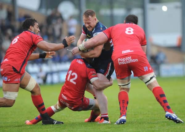 Centre of attention: Doncaster Knights Will  Hurrell, in action against Bristol in the first leg, remains confident.