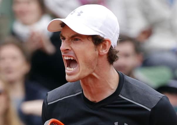 Britain's Andy Murray reacts after a winning point against Radek Stepanek of the Czech Republic during their first round match of the French Open tennis tournament at Roland Garros (AP Photo/Christophe Ena)