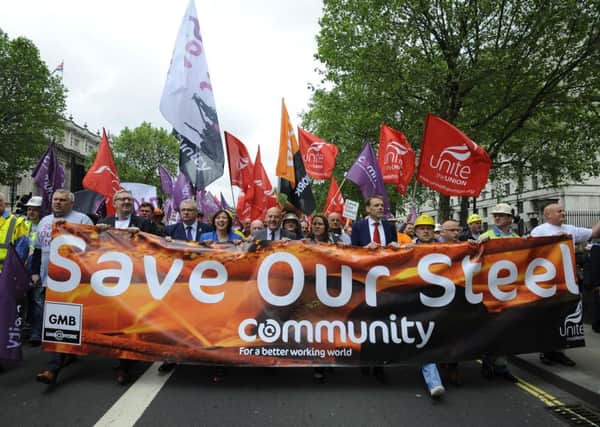 Steelworkers from across the UK stage a march in central London.
Picture: Lauren Hurley/PA Wire