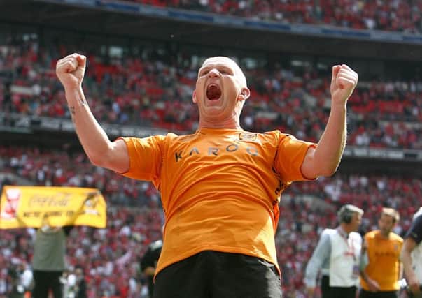 Hull City's Dean Windass celebrates the 2008 play-off final victory against Bristol City. Picture: Nick Potts/PA