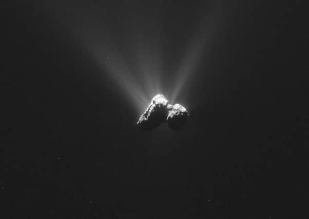 Comet 67P/Churyumov-Gerasimenko, taken by the Rosetta orbiter in August 2015 when the object was at its closest point to the sun.