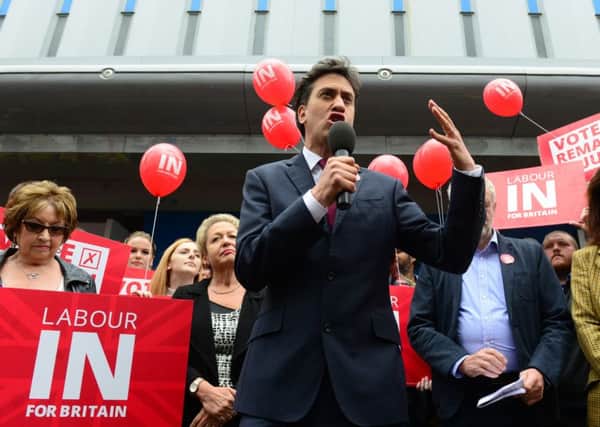 Ed Miliband speaks to Labour supporters and shoppers in Doncaster today