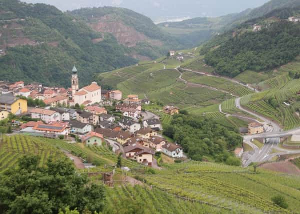 Winding roads and steep hillsides in Trentino.