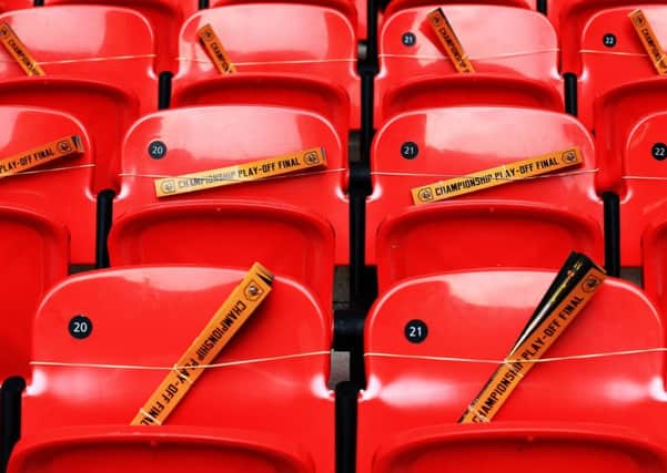 A view of a section of seats for Hull City fans before the Championship Play-Off Final at Wembley Stadium, London.