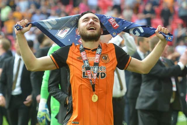 BACK IN THE BIG TIME: Hull's Robert Snodgrass celebrates promotion to Premier League.  Picture Tony Johnson
